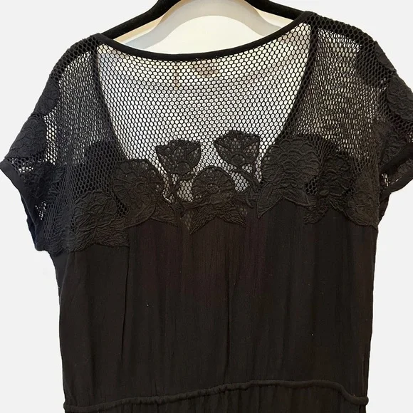 Black net with floral design Jumpsuit: Size MP - Picture 3 of 5